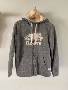 Roots Gray Sherpa-Lined Zip Hoodie